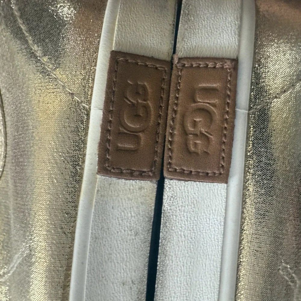 Ugg Mikki Canvas Trainers Sparkling Sterling Gold Youth Size 5 Womens Sz 6.5